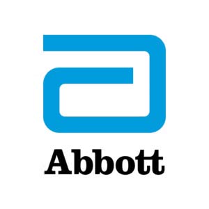 Das Abbott Logo zeigt ein stilisiertes blaues A über dem schwarzen Schriftzug Abbott