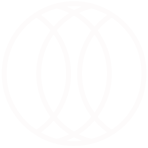 Weißes symmetrisches Symbol mit sich überschneidenden Kreisen auf schwarzem Hintergrund