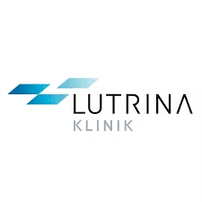 Das Logo der Lutrina Klinik zeigt drei blaue Rauten und einen modernen Schriftzug